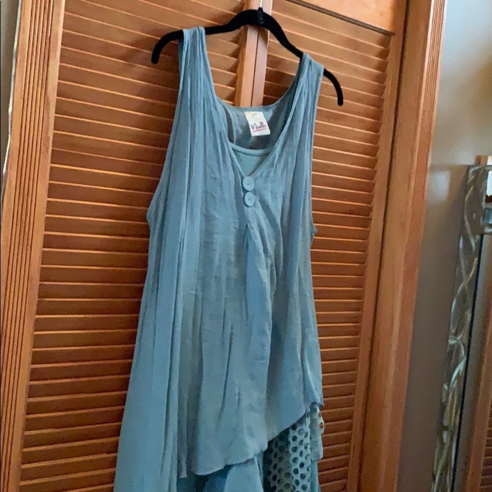 Worn twice, flowing Noelle 2pc EUC teal dress s/m